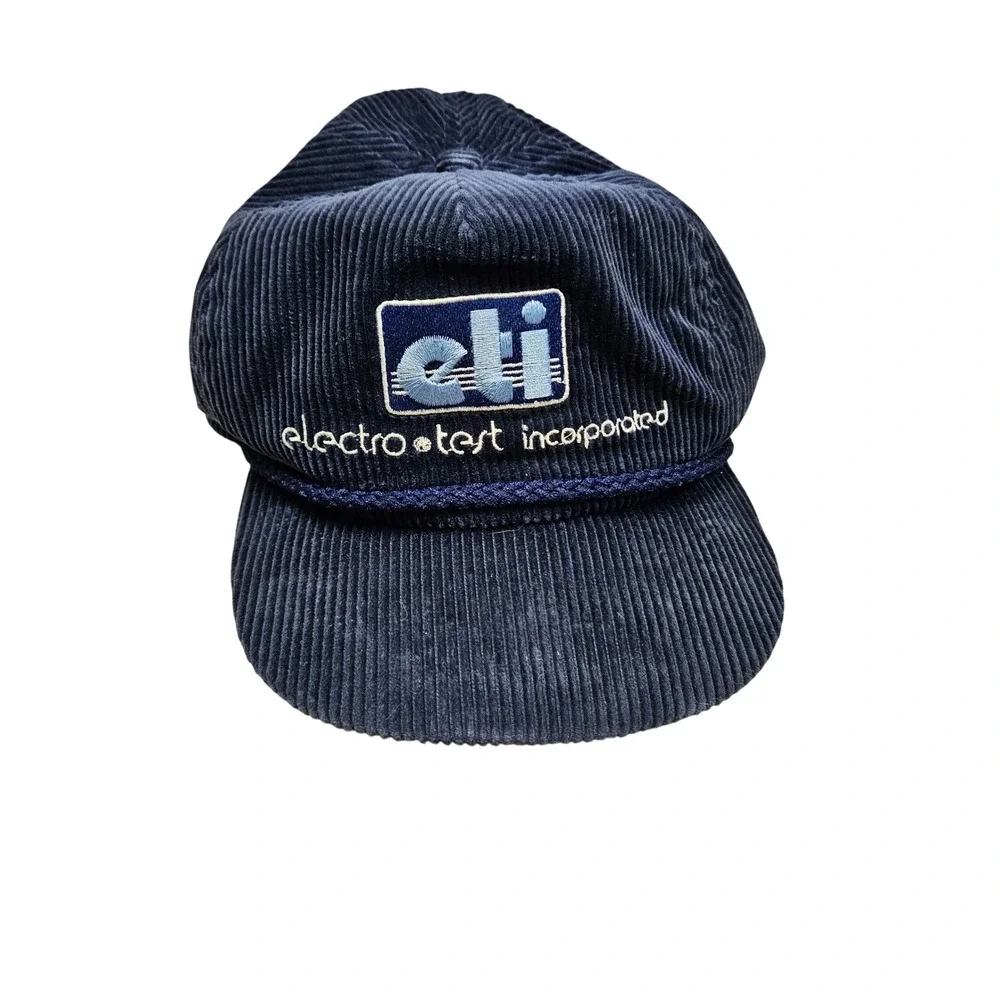 Imperial Headwear Rope Hat Mens OSFM Navy Blue Corduroy ETI Vintage Made In USA
